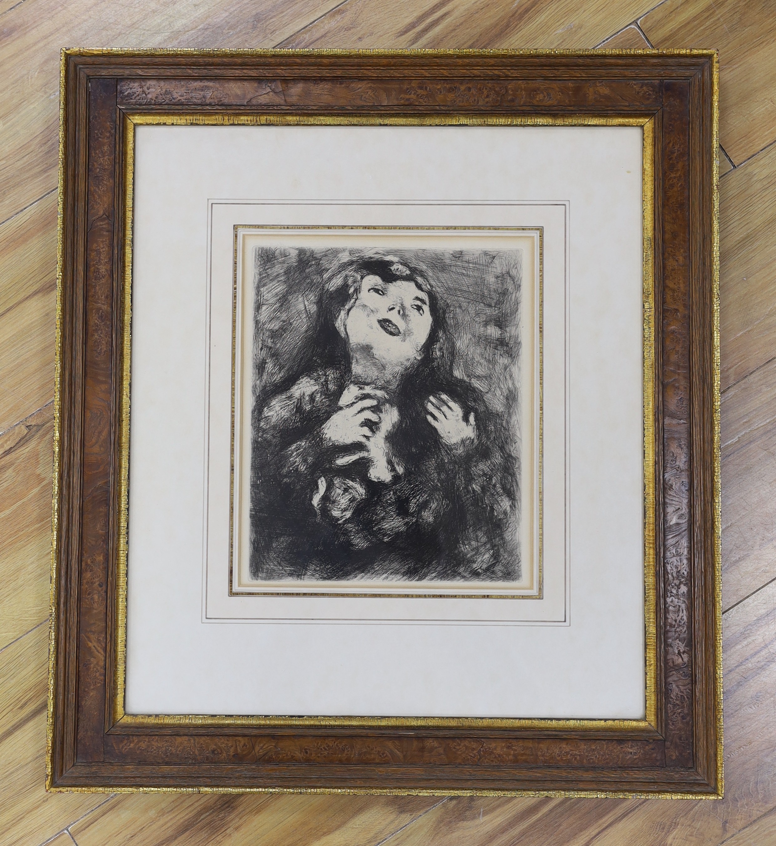 Marc Chagall (French/Russian 1887-1985), lithograph, 'Jeune Veuve', signed in the plate. 28 x 23cm. Provenance: Purchased by the present sellers parents from the Charles Schwartz concession, at Harrods, in the 1960’s
